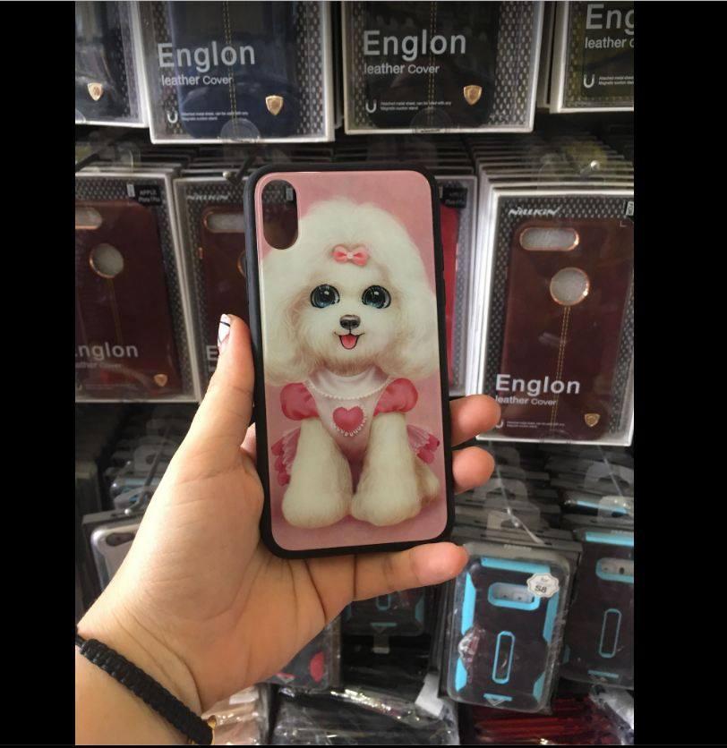 Ốp lưng thời trang mặt kính cho iPhone X Tặng kính cường lực