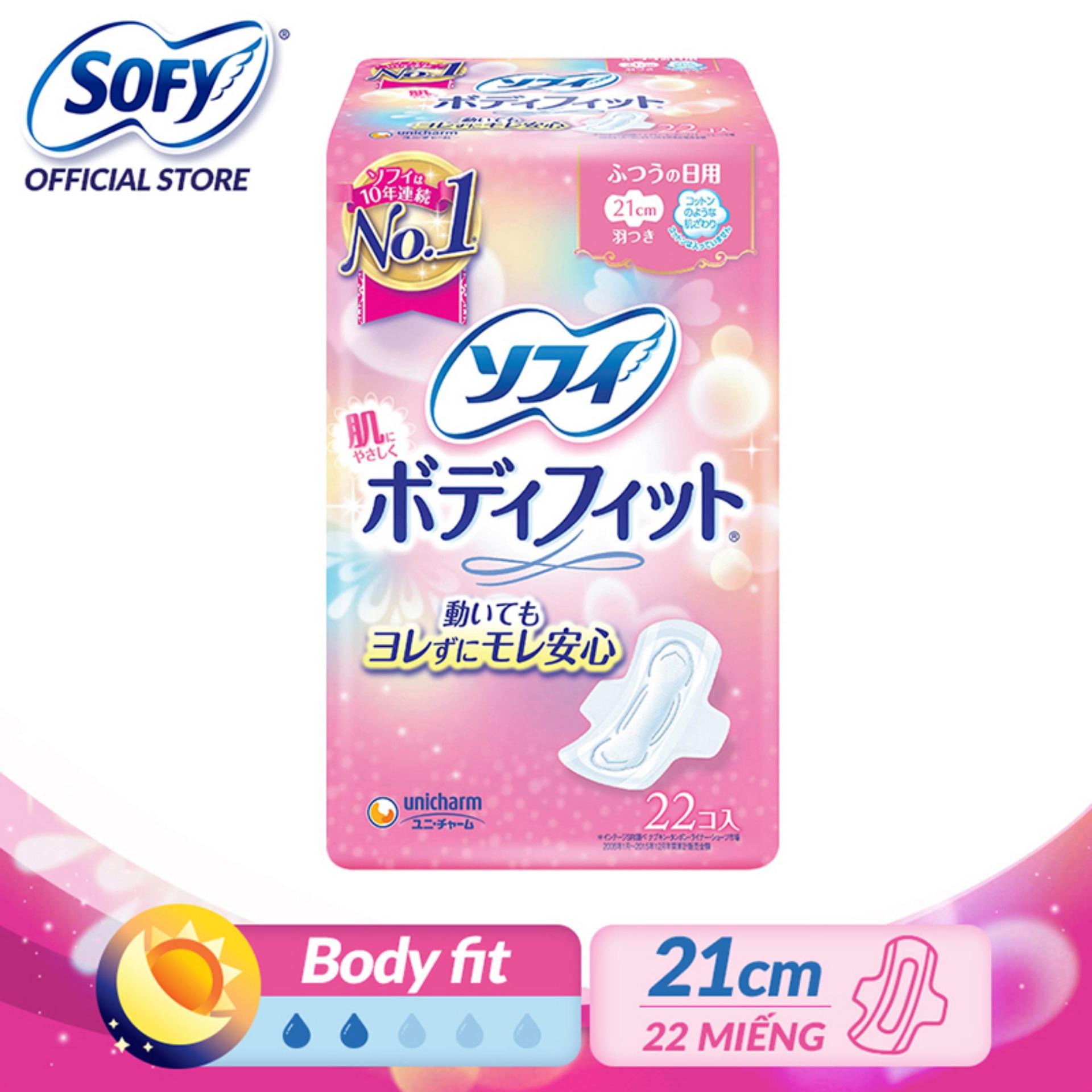 Băng vệ sinh siêu vừa vặn Sofy Body Fit 21cm có cánh gói 22 miếng