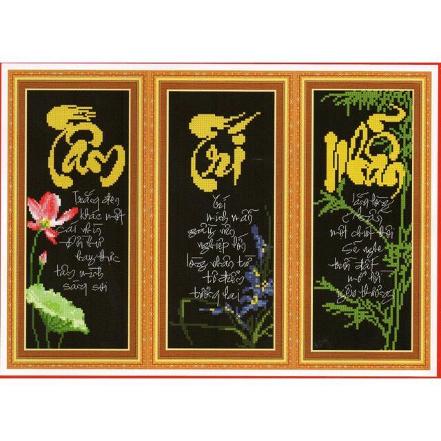 [HCM]Tranh thêu chữ thập 3d Tâm trí nhẫn 3 chữ < 53167 > chưa thêu