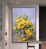 Bộ 1 tấm tranh treo tường phòng khách Lọ Hoa 3D, tranh trang trí in sắc nét rực rỡ, tặng kèm đinh treo