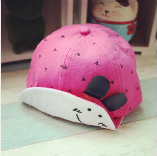 Mũ lưỡi trai cho bé gái và trai mầu hồng chất cotton cao cấp M21 hồng