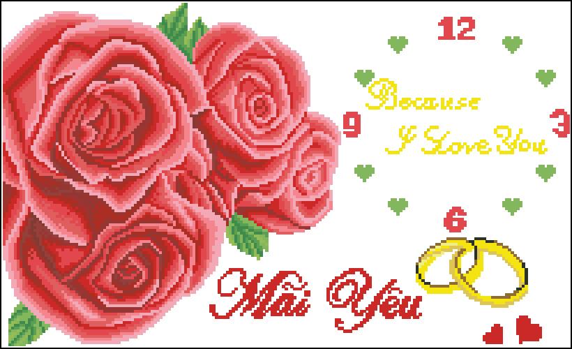 Tranh thêu chữ thập mai yeu 1