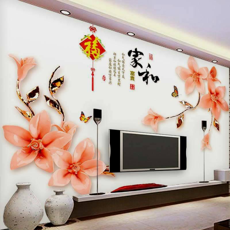 Tranh decal dán hoa nghệ thuật 3d
