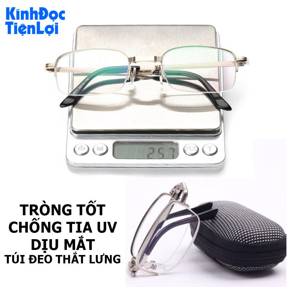 Kính viễn Kính lão Đọc sách Cho người già Xếp gấp gọn nửa viền Đủ độ lão Bao đeo thắt lưng