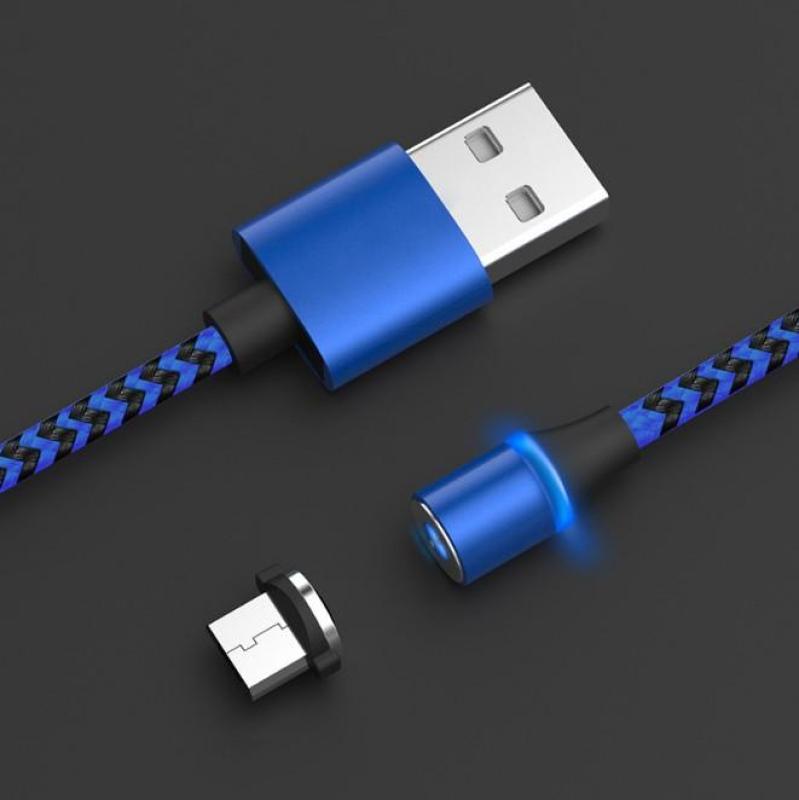 Giá Cáp Sạc Từ Hít Nam Châm Micro USB đầu tròn xoay 360 mới nhất 2018 giành cho smartphone Android Samsung, xiaomi, sony, HTC..cáp bộc lớp vải dù cao cấp