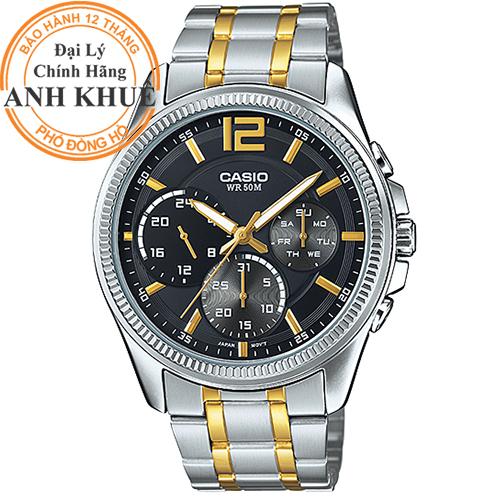 Đồng hồ nam dây kim loại casio anh khuê mtp-e305sg-1avdf