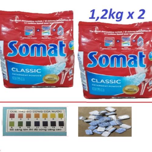 Combo 2 Gói Bột Rửa chén Bát ly Somat 1,2kg Đức tđ alio, ( tặng 6 viên rửa finish nhật hoặc que thử độ cứng của nước )