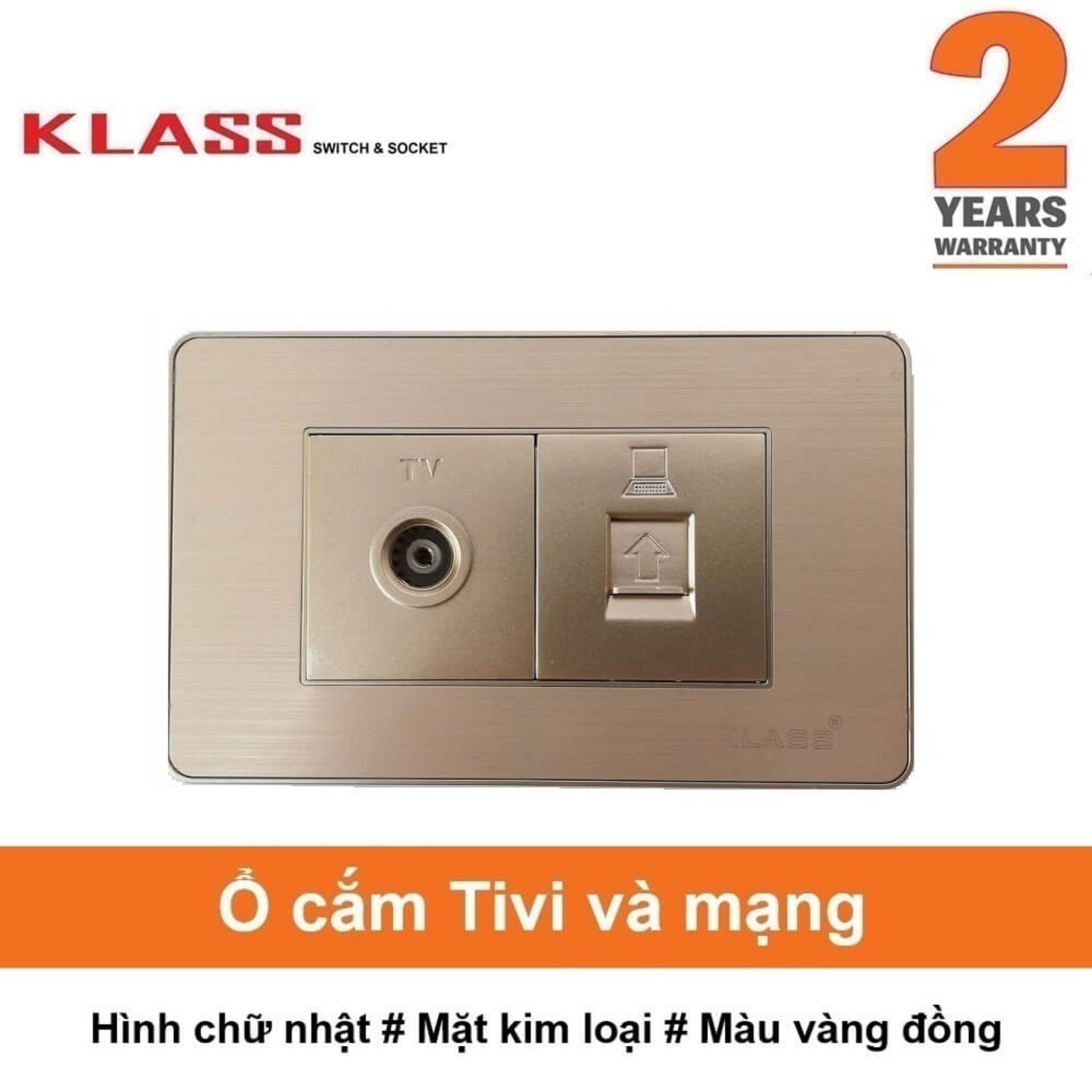 Ổ cắm TV + ổ cắm mạng, hình chữ nhật, màu vàng, KLASS 118KV3-037