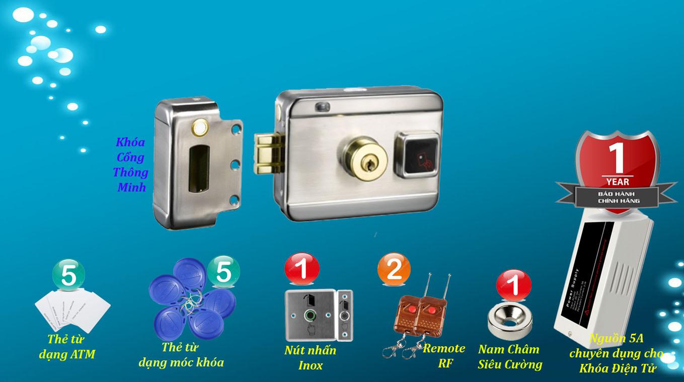 KHÓA CỔNG ĐIỆN TỬ MỞ BẰNG REMOTE - THẺ TỪ -NÚT NHẤN - NCNSLBASIC
