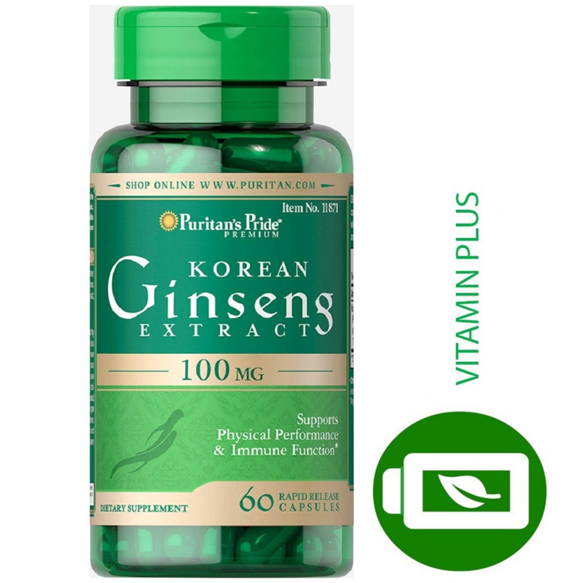 Viên uống tăng cường sức khỏe nhân sâm Hàn Quốc Puritan's Pride Korean Ginseng Extract 100mg 60 viên