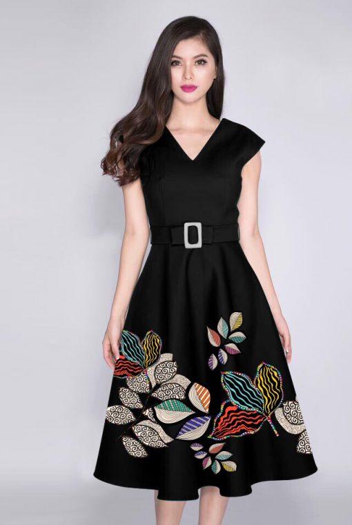 Đầm xòe đi tiệc sang trọng-ms0470d