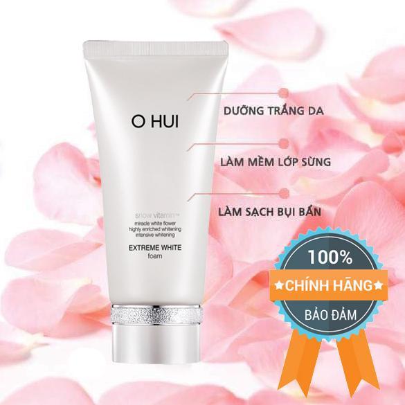 Sữa Rửa Mặt Dưỡng Trắng Da Ohui Extreme White Foam Snow Vitamin 160ml - Chính Hãng Hàn Quốc