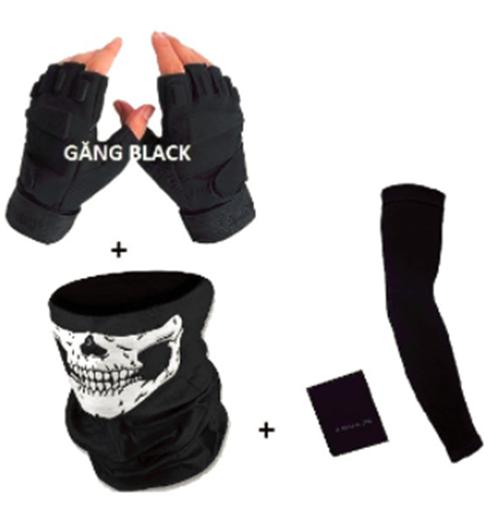 [HCM]Combo đồ phượt Găng tay Black+KĐN Ngẫu Nhiên+Găng đi nắng