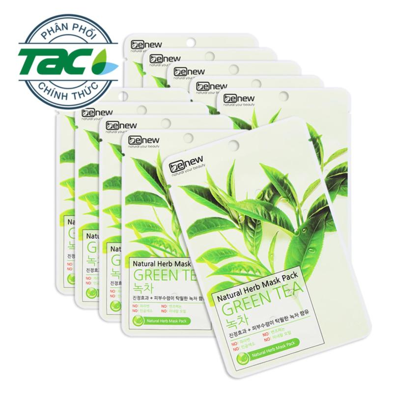 Bộ 10 miếng Đắp mặt nạ Trà Xanh BENEW NATURAL HERB MASK PACK - GREEN TEA Chính hãng Hàn Quốc