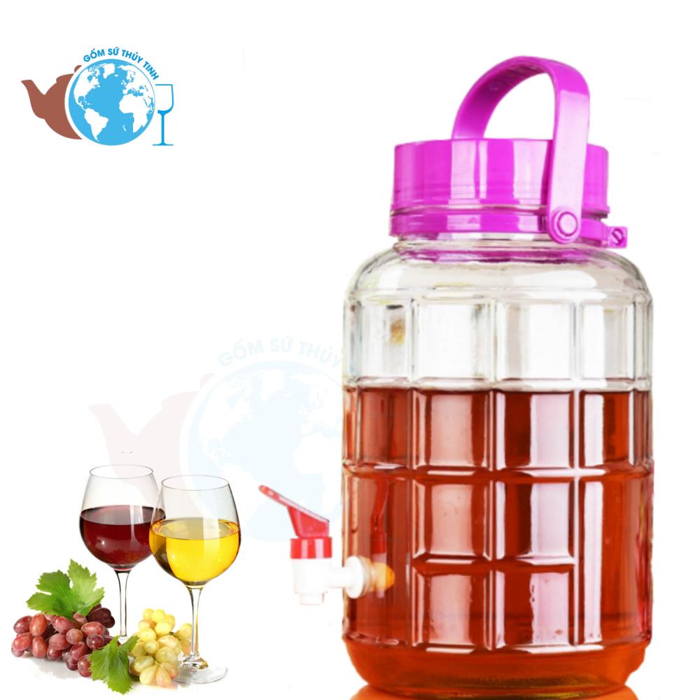 [HCM] Bình Ngâm Sâm 10L Có Vòi,  Bình Thuỷ Tinh Quai Xách Có Van 10 Lít