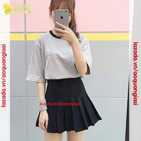 Chân váy Tennis xếp li đen thời trang