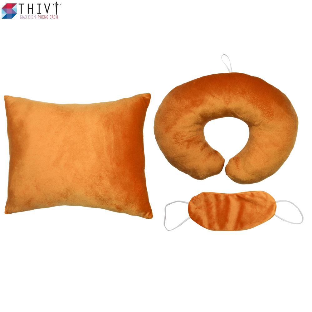 Combo gối tựa lưng, gối cổ và bịt mắt du lịch cao cấp thivi