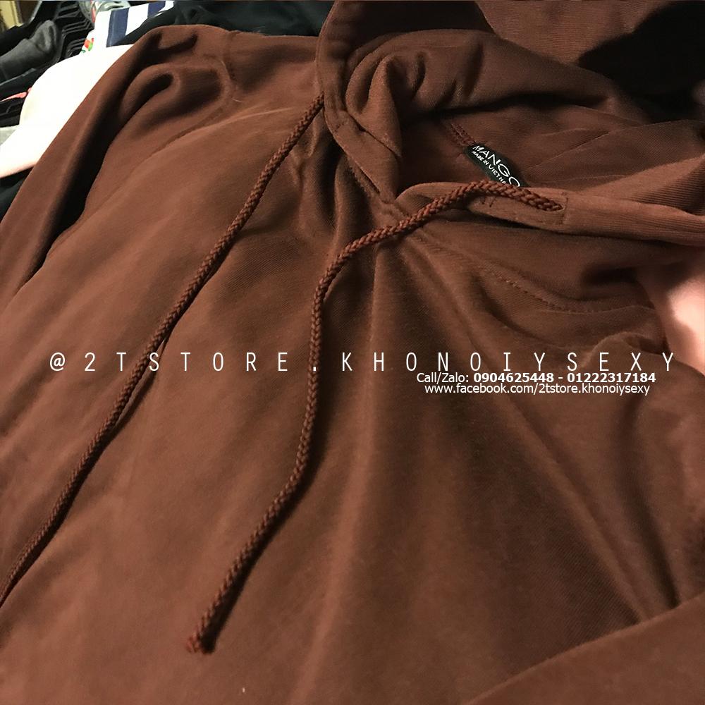 2T STORE ÁO KHOÁC HOODIE NỈ CÓ NÓN TRƠN MÀU nâu 2TAKN08001-8.jpg