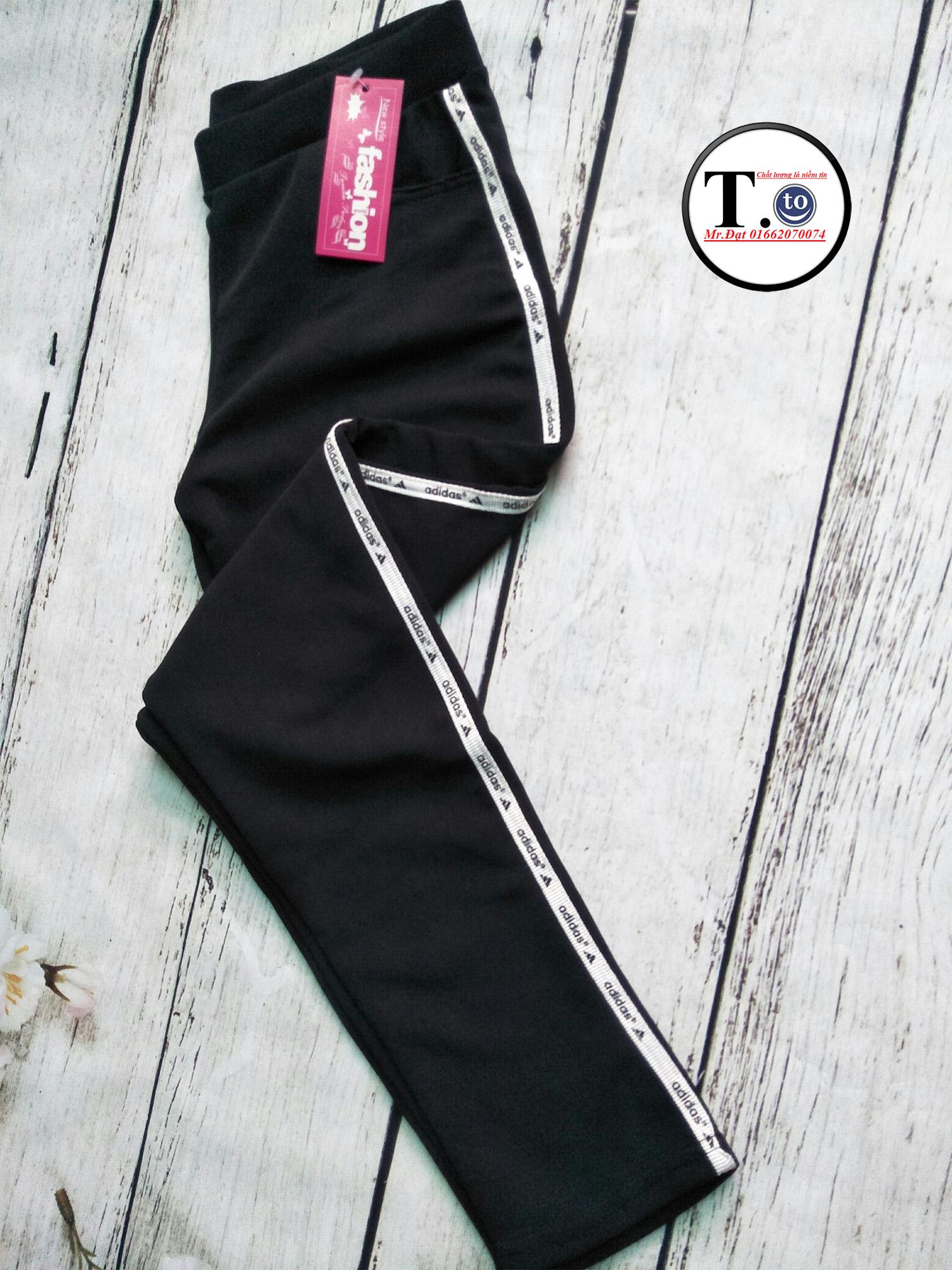 [HCM]Quần thun nữ - legging (Ôm bodyQuần màu đen - viền sọc TCADD)