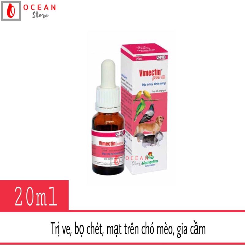 Thuốc nhỏ sống lưng trị ve ghẻ, bọ chét, mạt trên chó mèo, gia cầm - Vemedim Vimectin Pour On