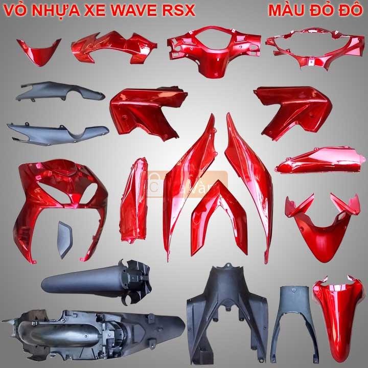 Vỏ nhựa xe máy Wave RSX loại TỐT Nhựa TRẮNG cao cấp màu ĐỎ ĐÔ