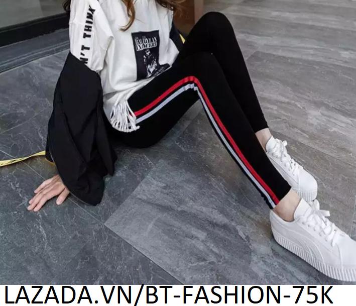 Quần Dài Nữ Thun Ôm Legging Thể Thao Thời Trang Hàn Quốc - BT Fashion (QTT02-2 SỌC)