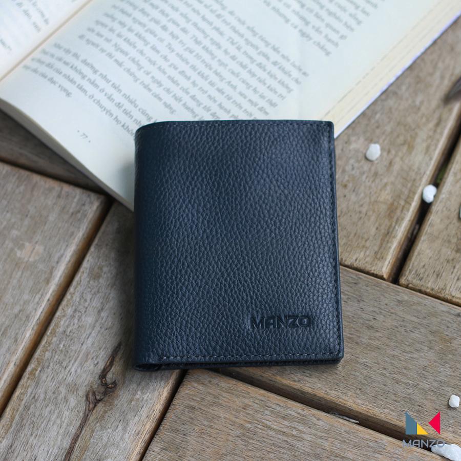 Bóp nam da thật 100%, ví nam da bò Manzo V305( Ví dọc) - Tặng móc chìa khóa DA BÒ tiện lợi