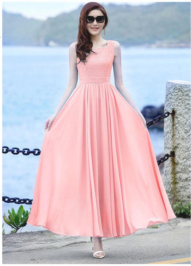 Đầm maxi phối ren duyên dáng - lv1751