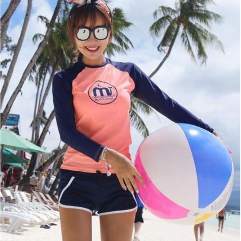 Nơi bán ĐỒ BƠI BIKINI NỮ TAY DÀI HỌA MÀU CAM HỌA TIẾT CÁ VOI - BF1804
