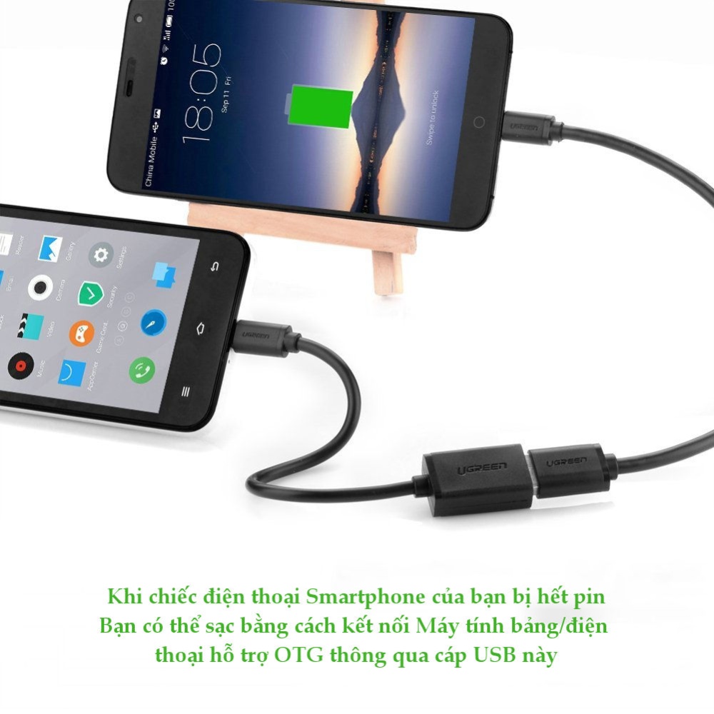 Dây Micro USB 2.0 OTG dạng tròn dài 12cm UGREEN US133 Dây Micro USB 2.0 OTG dạng tròn dài 12cm UGREEN US133