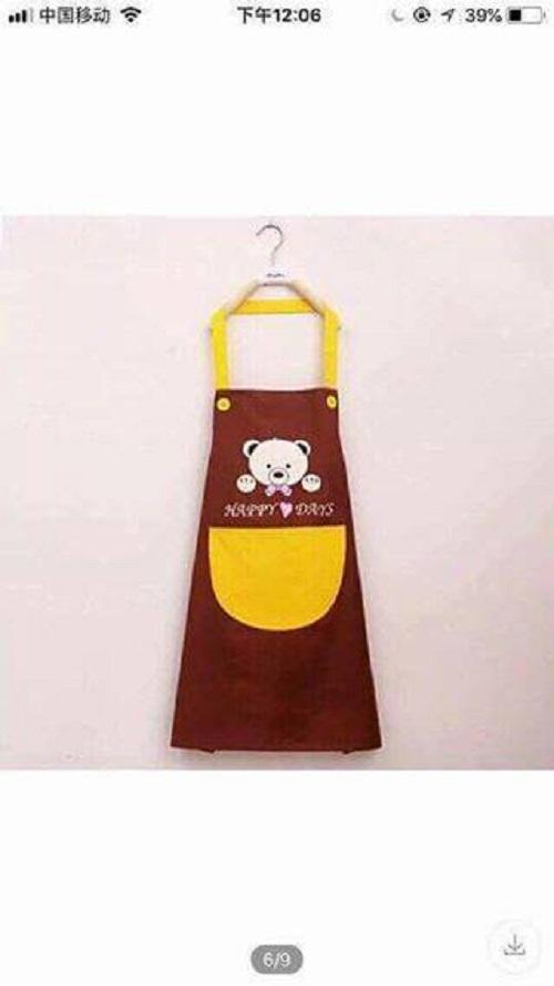 Tạp dề bằng vải cao cấp hình gấu, tap de bang vai cao cap hinh gau