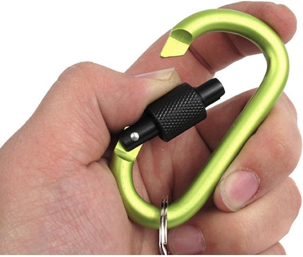 Móc khoá đa năng, móc khoá đẹp giá rẻ, móc khóa nhôm đi phượt carabiner chữ D khoá xoay 8cm