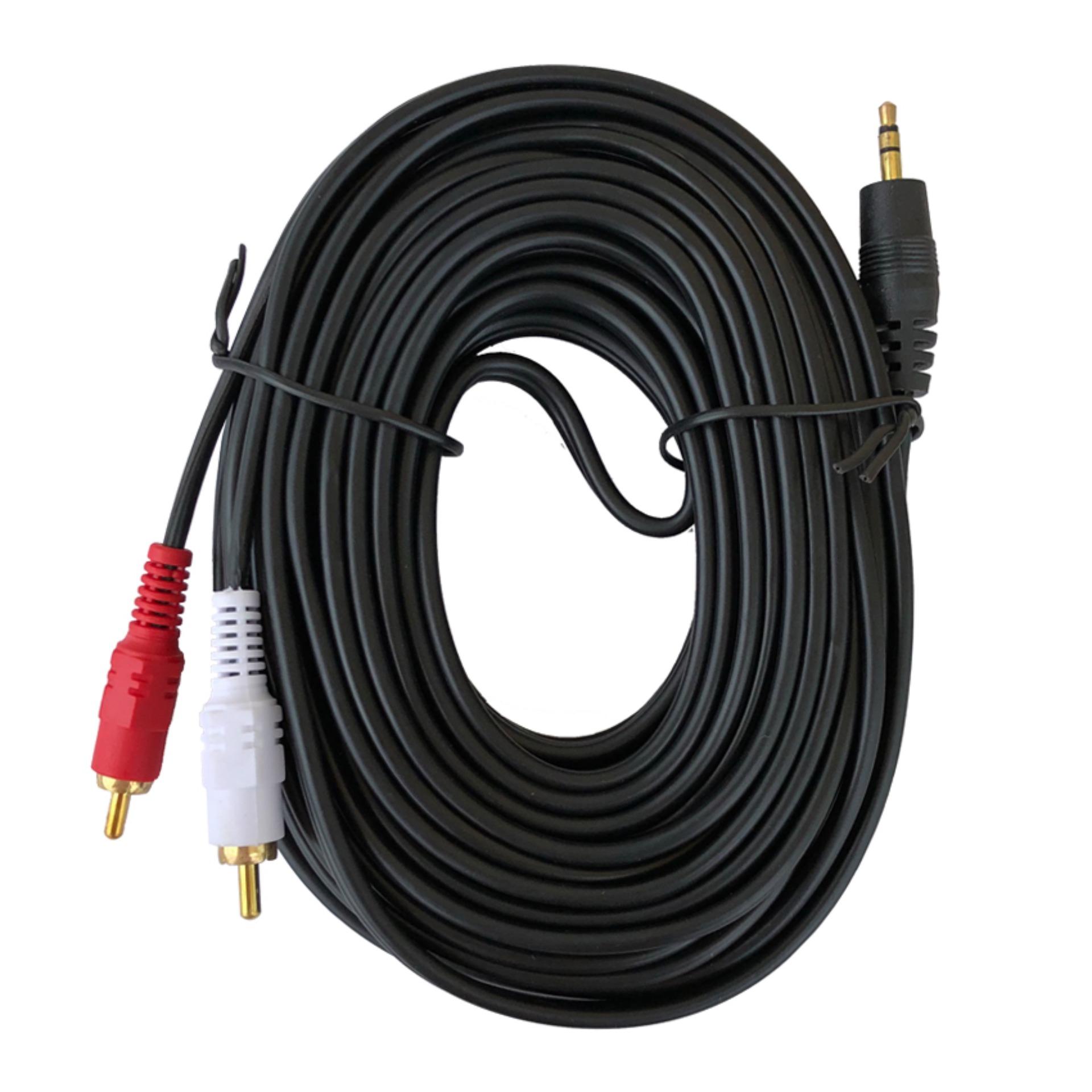Dây loa 1 đầu 3.5 ra 2 AV DÀI 10M