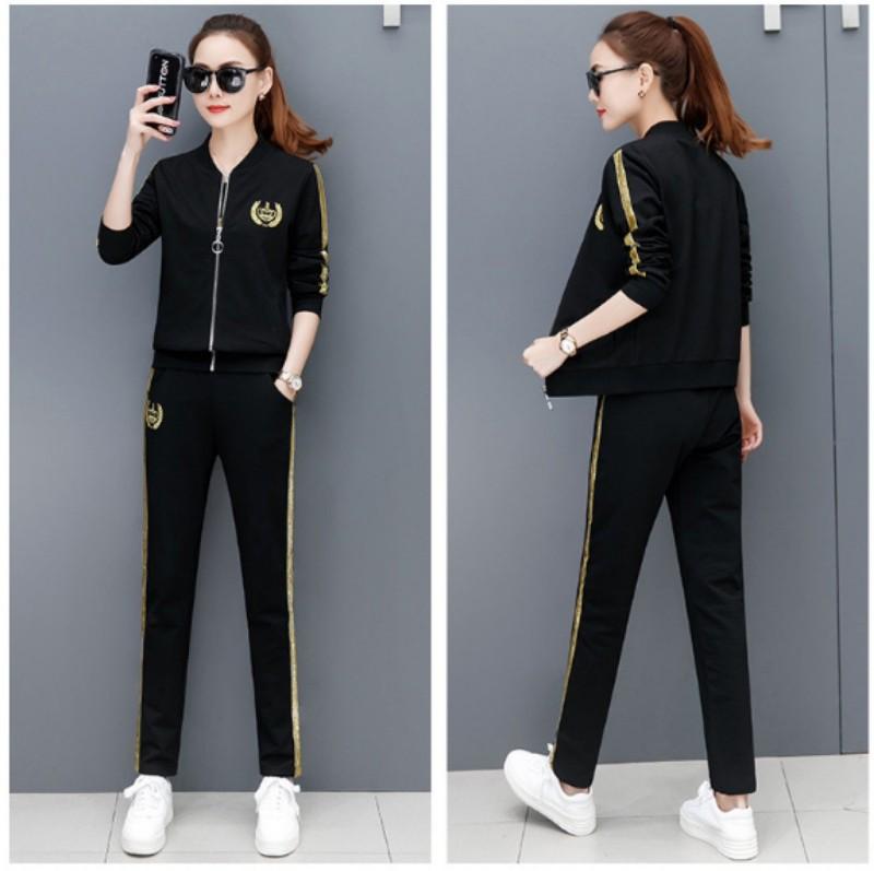 Bộ quần áo thể thao thu đông 3 món cao cấp thêu logo