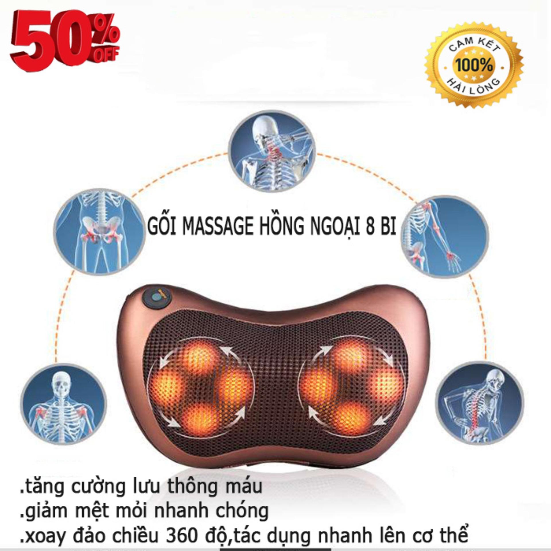 Máy Rung Bụng, Gối Massage Hồng Ngoại 8 Bi , Lựa Chọn Cho Sức Khỏe Của Bạn Gối Massage Hồng Ngoại Sử Dụng Hiệu Quả Để Massage Cổ Vai Gáy, Sử Dụng Trên Oto,Bh 6 Tháng