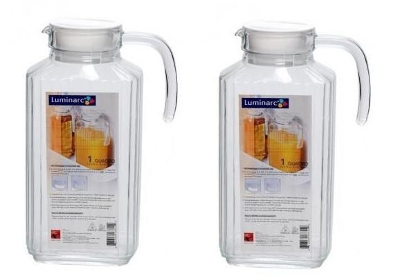 Combo 2 bình nước thủy tinh Luminarc Quadro 1.7L G2668 (Trong suốt)