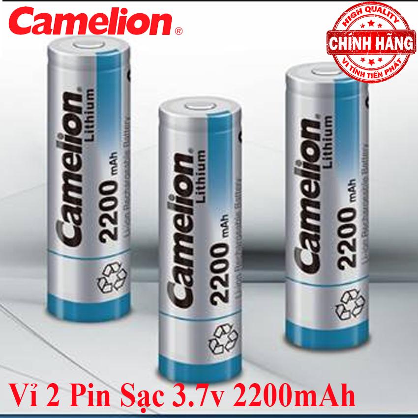 Vỉ 2 viên pin sạc 3.7v 2200mah camelion rechargeable icr 18650 22bp1 .