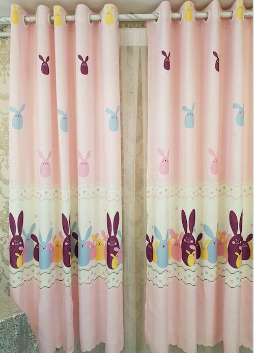 [HCM]Rèm màn cửa Sổ may sẵn - Hình thỏ hồng thiết kế riêng phù hợp trẻ em - Gấm dệt cao cấp - Một Tấm 190x200 cm - Khoen Lỗ Cao Cấp R6-10 - Hoàng Yên [Vải dày rủ bền & đẹp] [Có may theo kích thước]