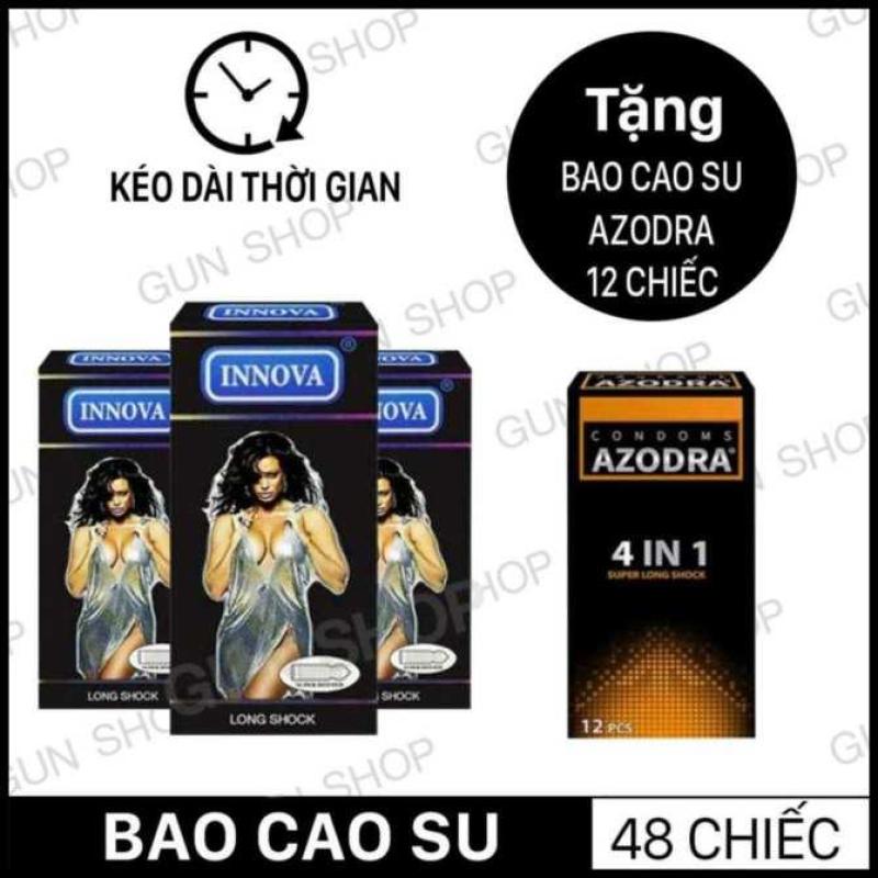 Bộ 3 Hộp Bao cao su INNOVA Đen ( Hộp 12 chiếc ) + Tặng 1 Hộp Bao cao su Azodra (Hộp 12 chiếc) (Malaisia)