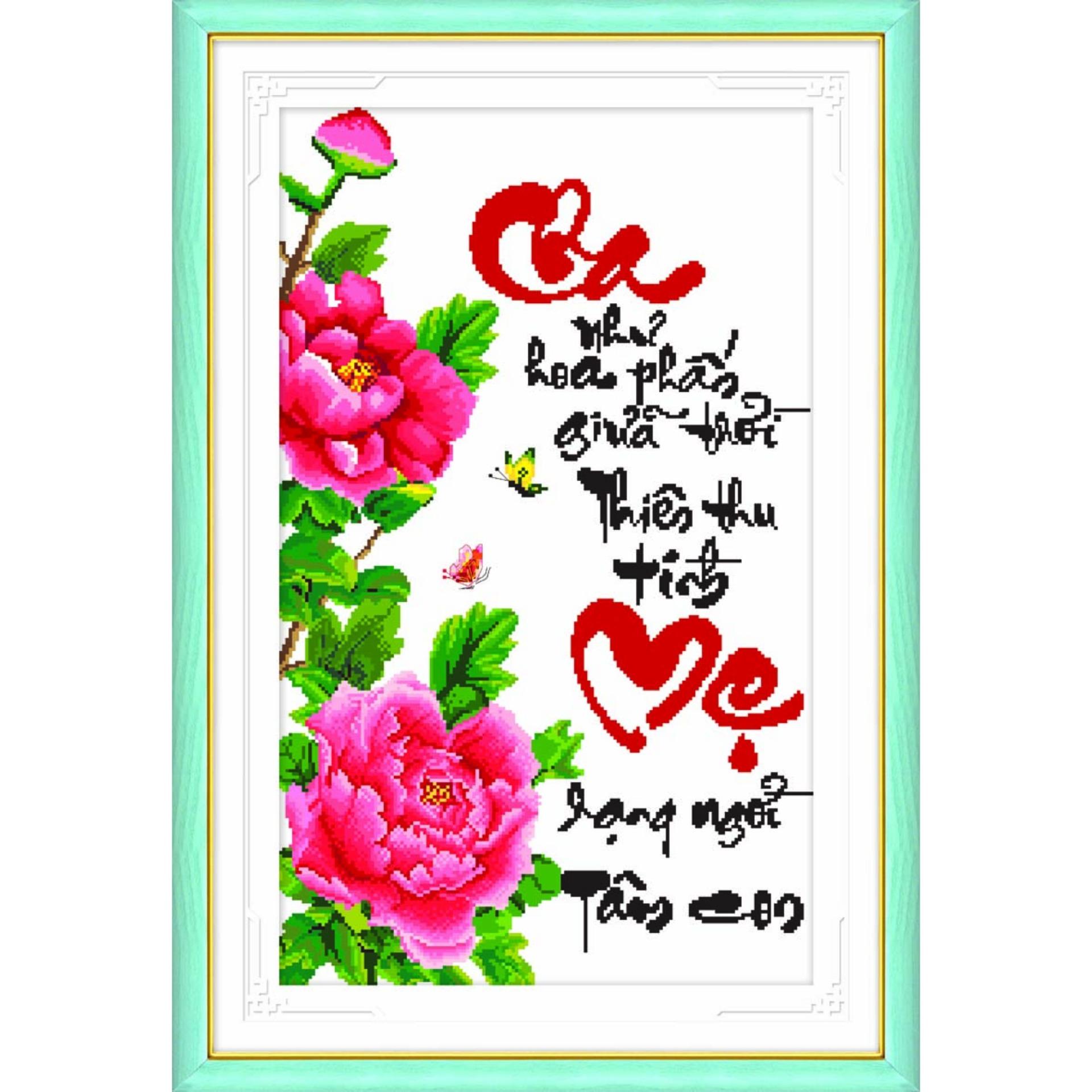 Tranh thêu chữ thập cha mẹ 42