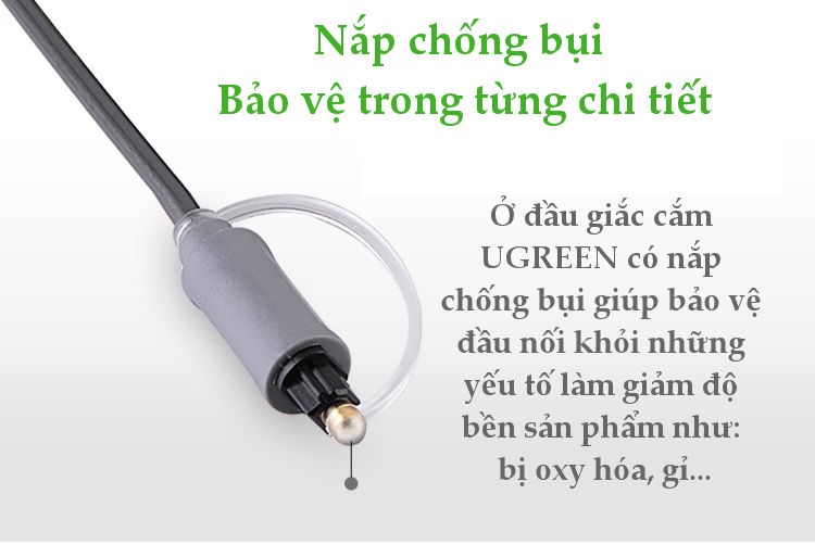 Dây audio quang Toslink truyền tải tín hiệu âm thanh với độ phân giải cực cao Hỗ trợ âm thanh Dolby Digital (5.17.1) AC3; DTS UGREEN AV122 Dây audio quang Toslink truyền tải tín hiệu âm thanh với độ phân giải cực cao Hỗ trợ âm thanh Dolby Digital (5.17.1) AC3; DTS UGREEN AV122