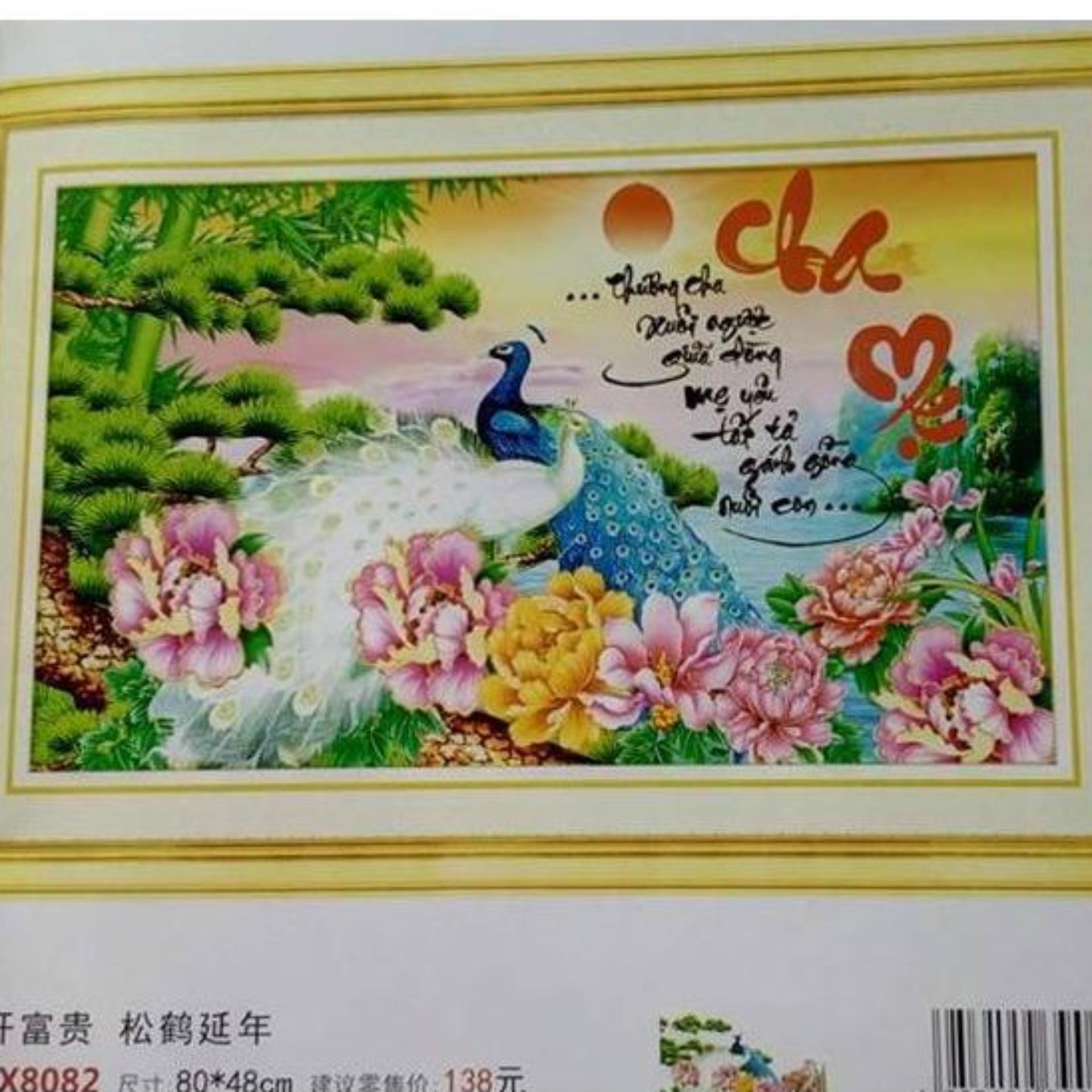 Tranh thêu chữ thập Cha mẹ 	X8082