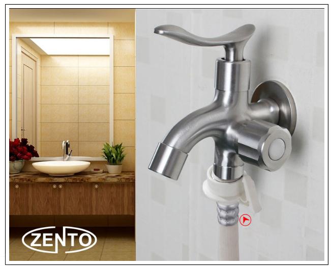 Vòi xả lạnh inox304 đa năng 2 đầu zento sus723