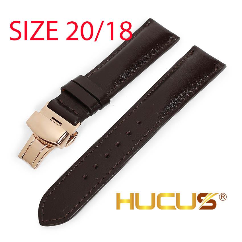 Dây Đồng Hồ Nam Da Bò Thật + Khóa Bướm HC8301 (Size 20)