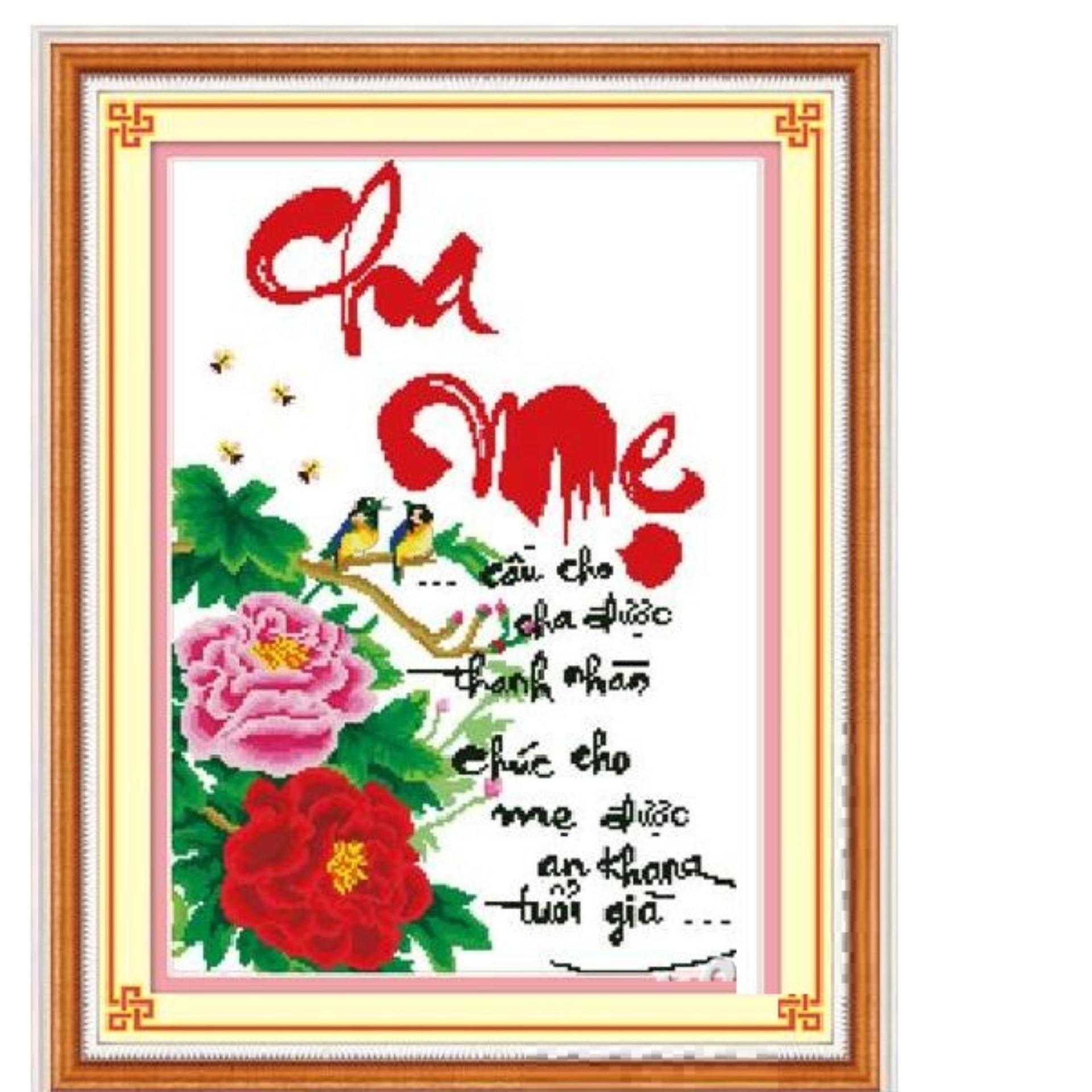 Tranh thêu chữ thập cha mẹ 222746
