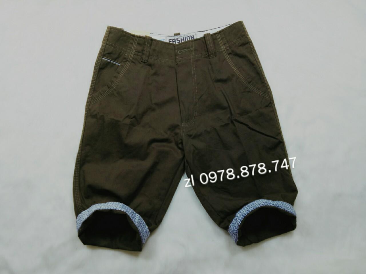 Quần short kaki nam màu nâu đất