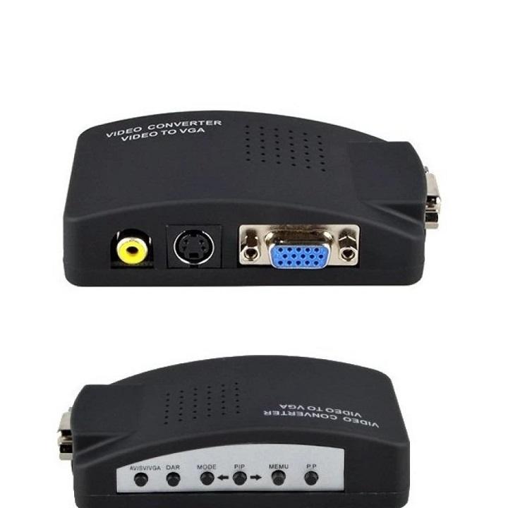 Hộp chuyển đổi tín hiệu AV Svideo to VGA (Đen) 1.jpg