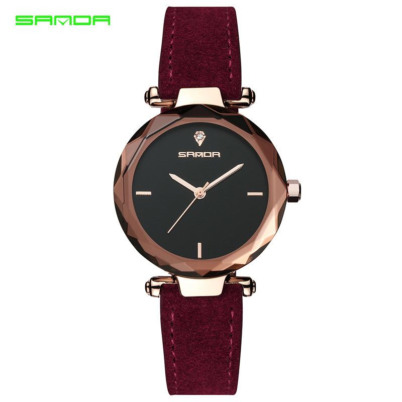 [HCM]Đồng hồ nữ SANDA JAPAN - Dây da lộn cao cấp DH0802