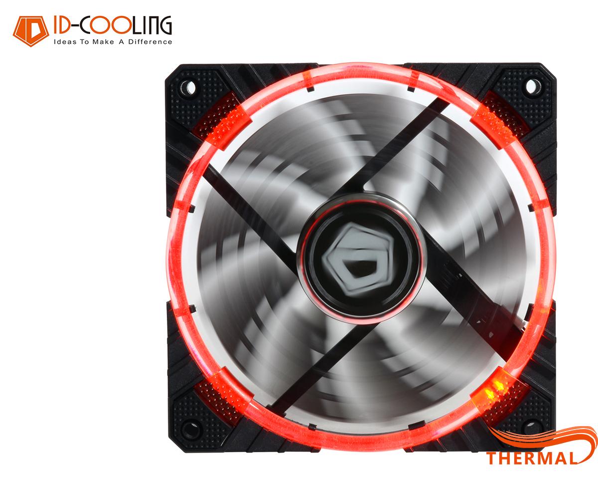 Quạt fan case 12cm id-cooling cf-12025 r - thổi radiator & case, led ring, điều tốc pwm