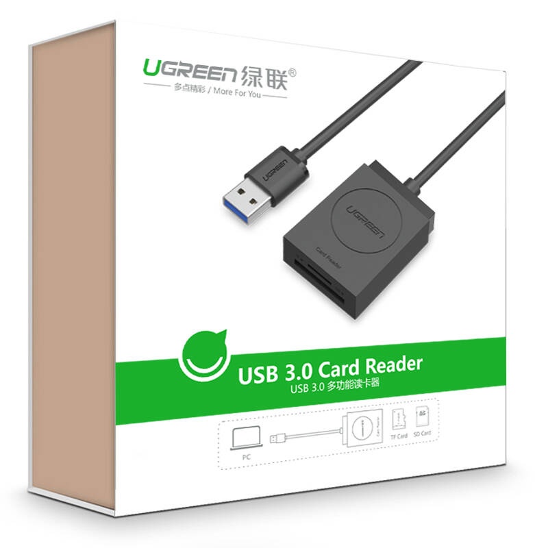 Đầu đọc thẻ USB 3.0 Card Reader Hỗ trợ thẻ TF và SD dài 15CM UGREEN CR127 20250 Đầu đọc thẻ USB 3.0 Card Reader Hỗ trợ thẻ TF và SD dài 15CM UGREEN CR127 20250